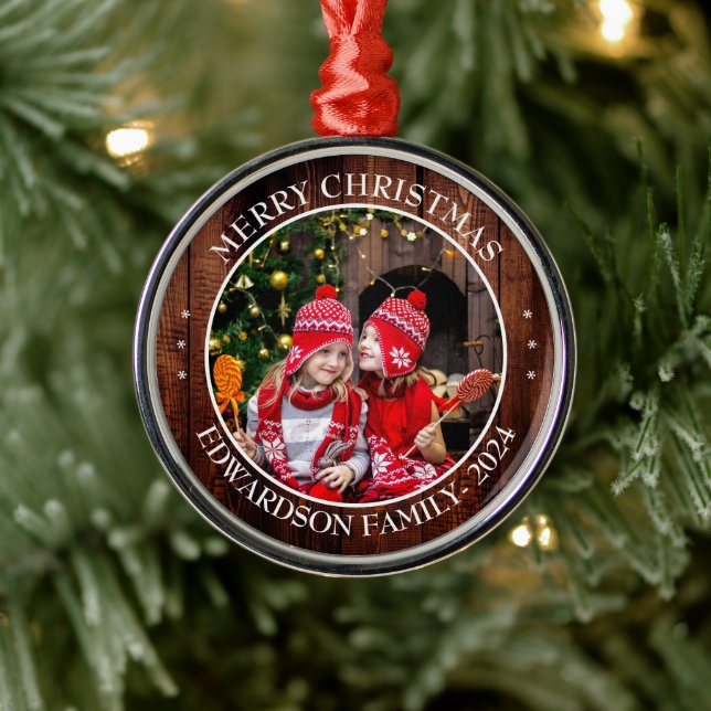 Create your own family photo personal Christmas Metal Tree Decoration (Tree)