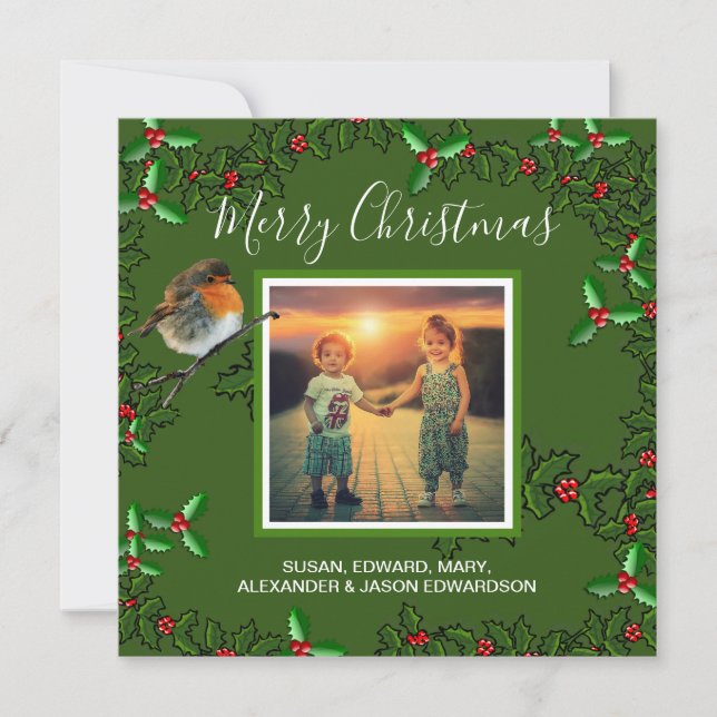 Create your own family photos Merry Christmas Holiday Card (Front)