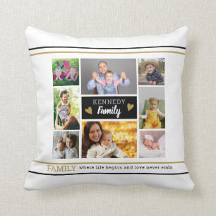 Create Your Own Family Quote 8 Photo Collage Cushion