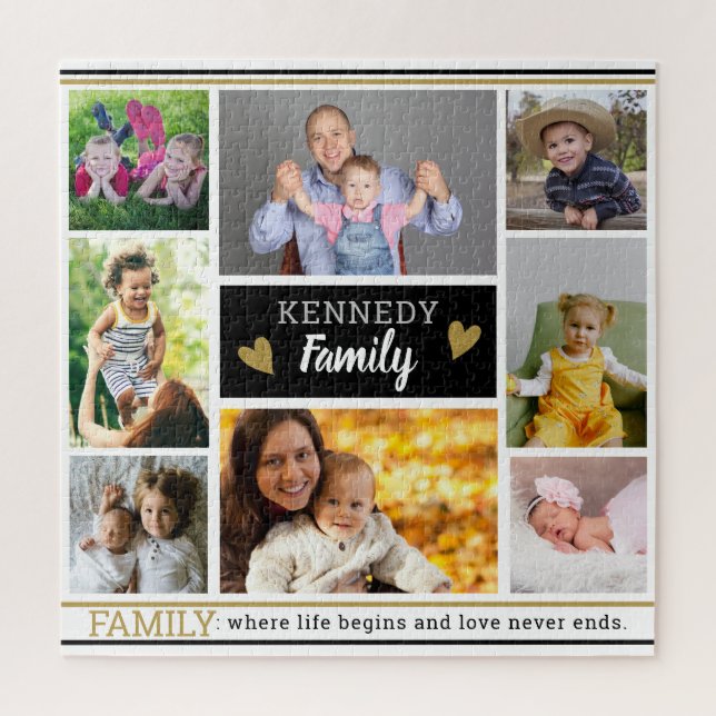 Create Your Own Family Quote 8 Photo Collage Jigsaw Puzzle (Vertical)