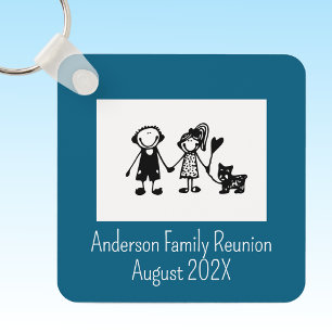 Create Your Own Family Reunion Square Metal Key Ring