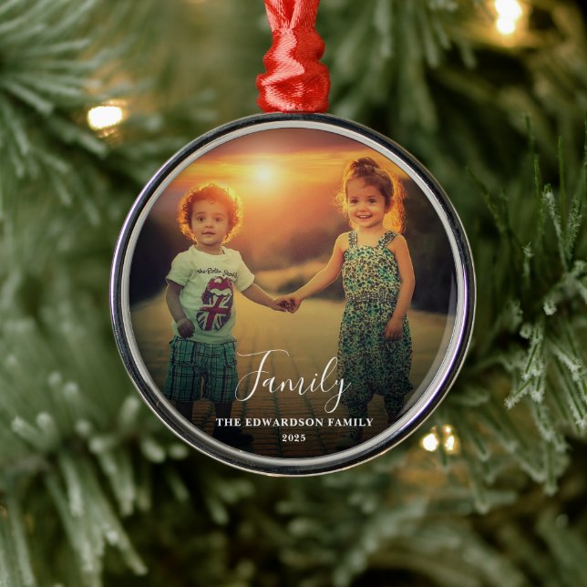 Create your own family script photo monogrammed metal tree decoration (Tree)