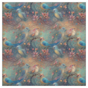 Create Your Own Fanciful Songbirds Floral Fabric