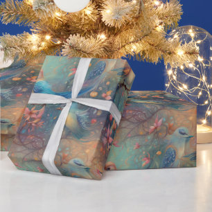 Create Your Own Fanciful Songbirds Floral Wrapping Paper