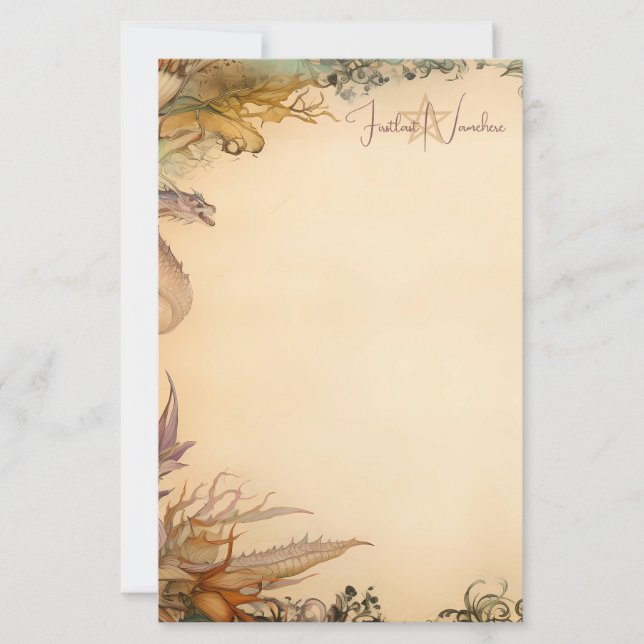 Create Your Own Fantasy Dragon Garden Stationery (Front)