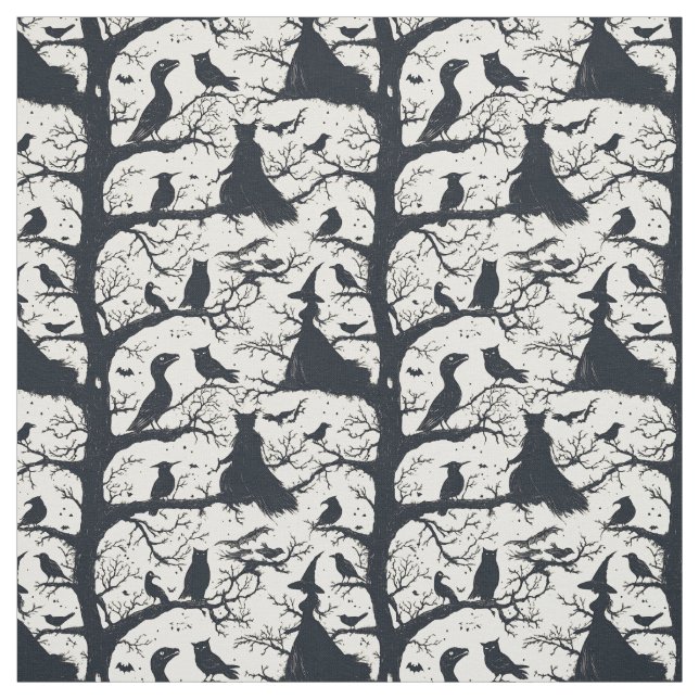 Create Your Own Fantasy Witch Birds Ivory Toile Fabric (Swatch)