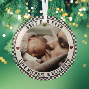 Create Your Own Father's Day Best Dad Ever Photo Glass Tree Decoration