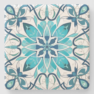 Create Your Own Faux Turquoise Talavera Style Stone Coaster