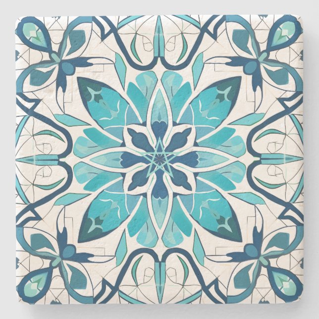 Create Your Own Faux Turquoise Talavera Style Stone Coaster (Front)