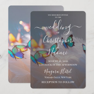 Create Your Own Feather Butterflies Wedding Invitation