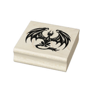 Create Your Own Fierce Winged Dragon Emblem Rubber Stamp