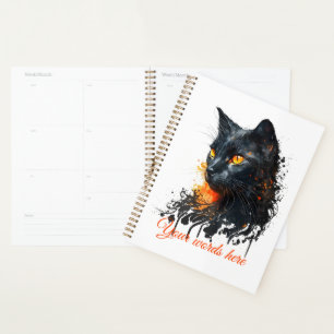 Create Your Own Fiery Black Cat Bust Planner
