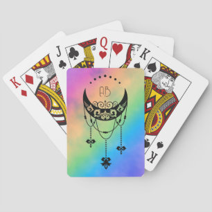 Create Your Own Filigree Boho Moon Silhouette Playing Cards