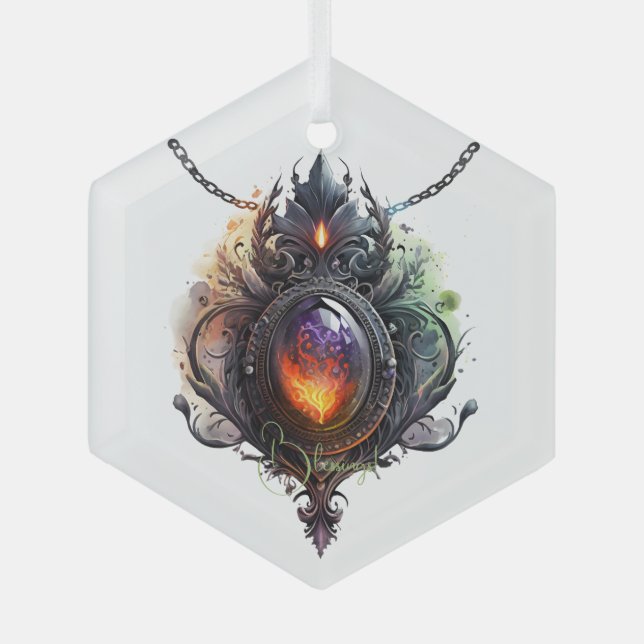 Create Your Own Fire Opal Bejeweled Glass Tree Decoration (Front)