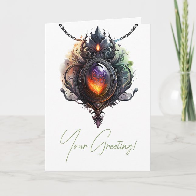 Create Your Own Fire Opal Bejeweled Holiday Card (Front)