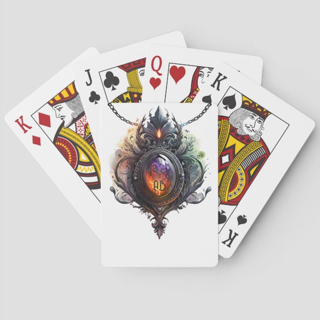 Create Your Own Fire Opal Bejeweled Playing Cards (Back)
