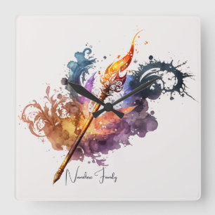 Create Your Own Fire Wand Square Wall Clock