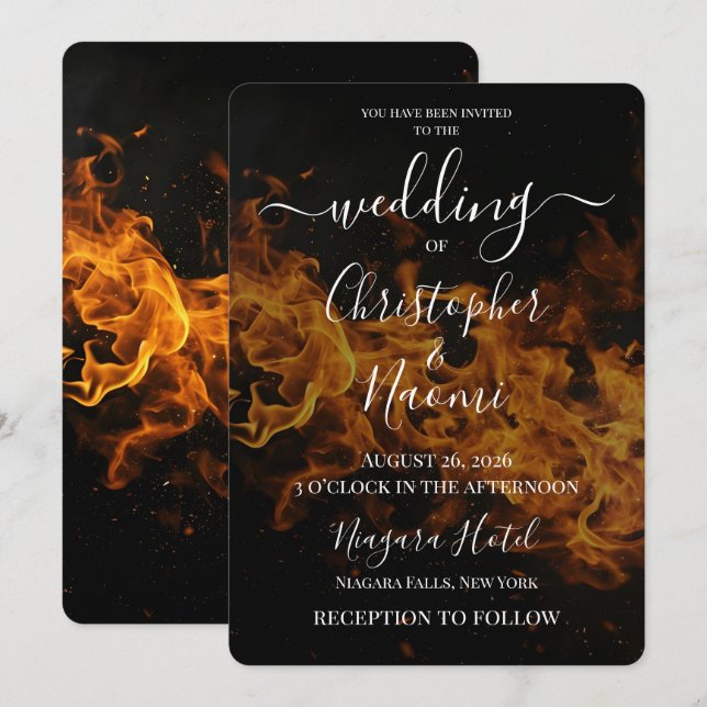 Create Your Own Fire Wedding Invitation (Front/Back)
