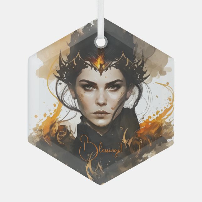 Create Your Own Fire Witch Glass Tree Decoration (Front)