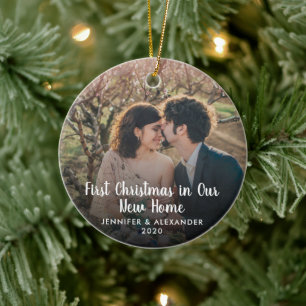 Create your own First Christmas in new home photo Ceramic Tree Decoration