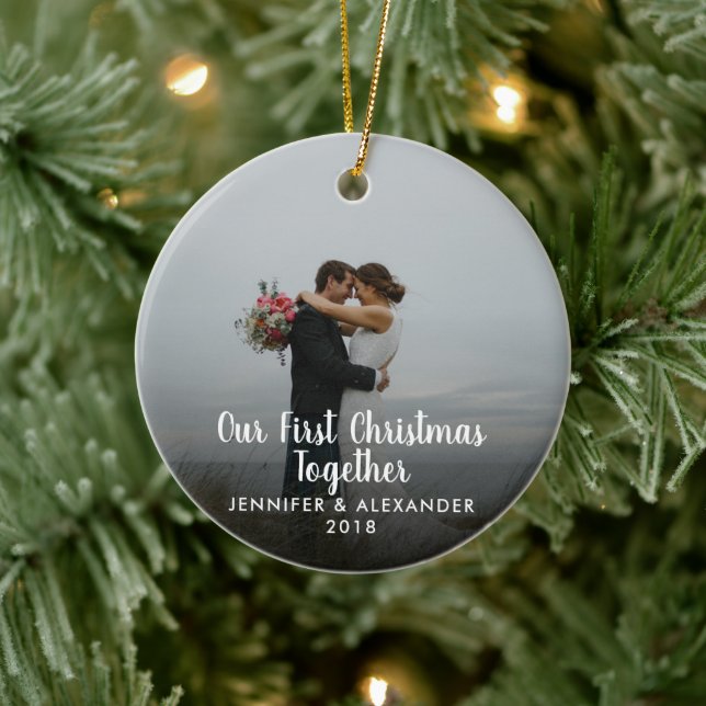Create your own First Christmas Together photo Ceramic Tree Decoration (Tree)
