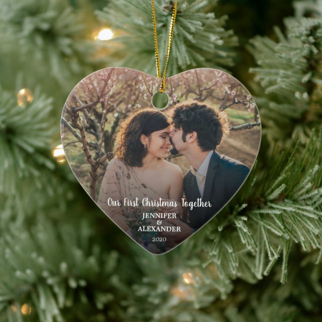 Create your own First Christmas Together photo Ceramic Tree Decoration (Tree)