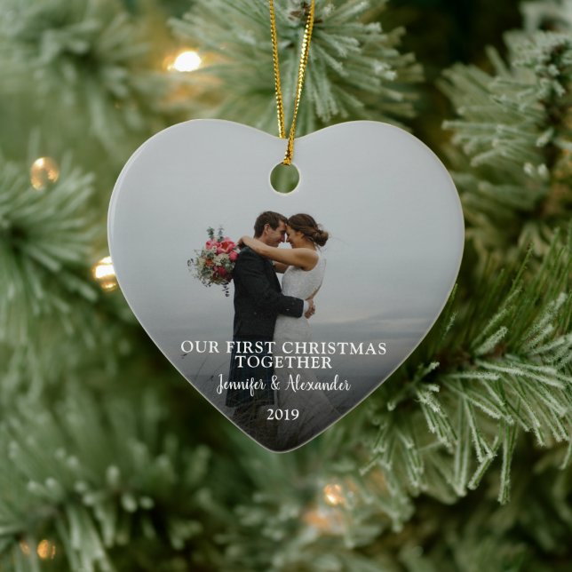Create your own First Christmas Together photo Ceramic Tree Decoration (Tree)