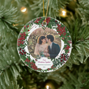 Create your own First Christmas Together photo Ceramic Tree Decoration