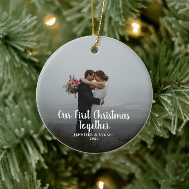 Create your own First Christmas Together photo Ceramic Tree Decoration (Tree)