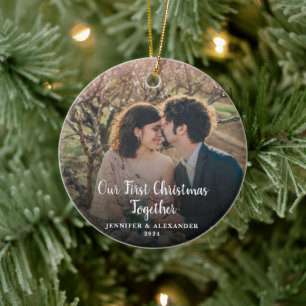 Create your own First Christmas Together photo Ceramic Tree Decoration