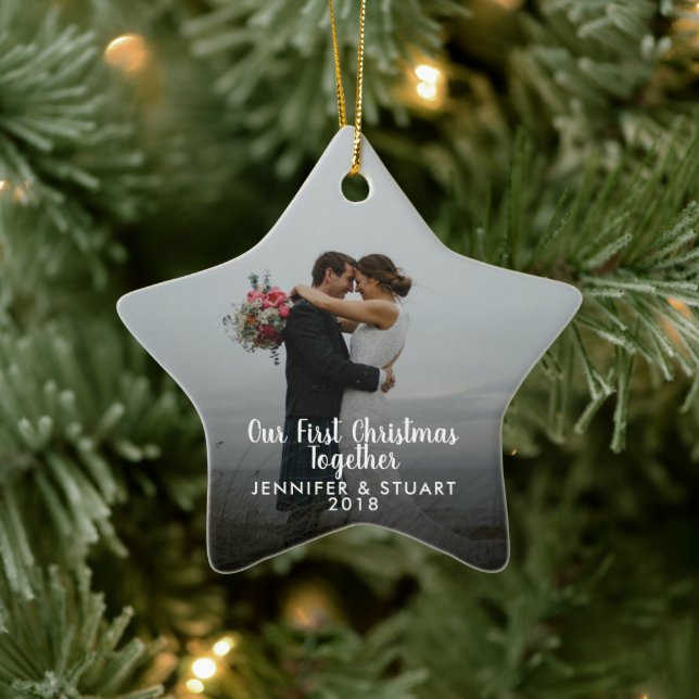 Create your own First Christmas Together photo Ceramic Tree Decoration (Tree)