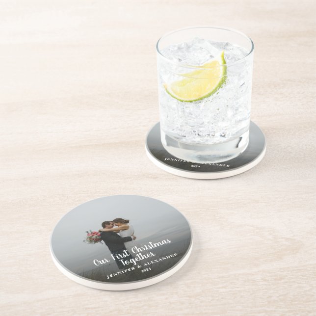 Create your own First Christmas Together photo Coaster (Side)