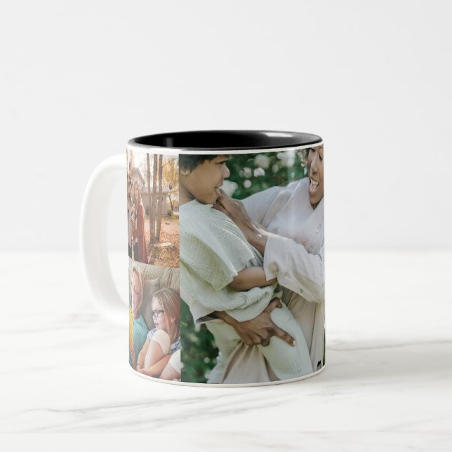 Create Your Own Five Photo Sided Two-Tone Coffee Mug (Front Left)