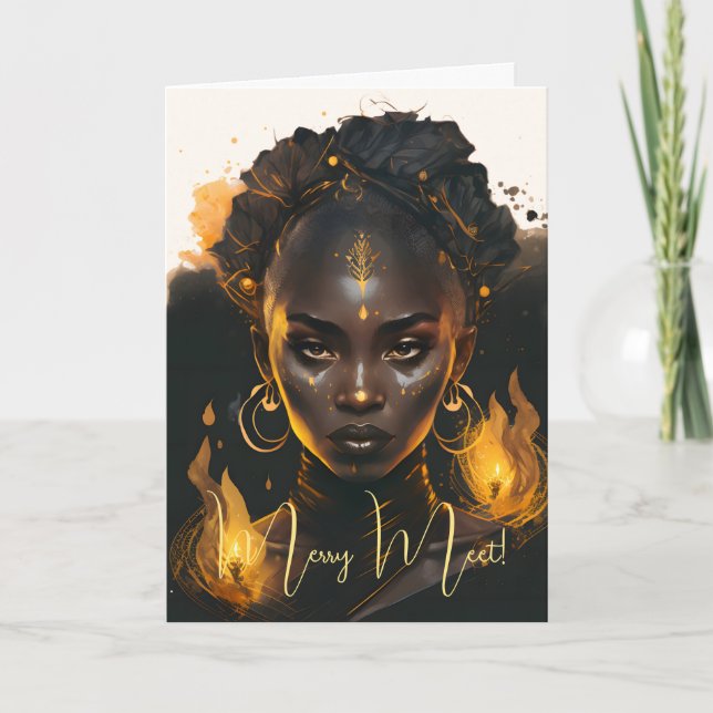 Create Your Own Flaming Golden Witch Card (Front)