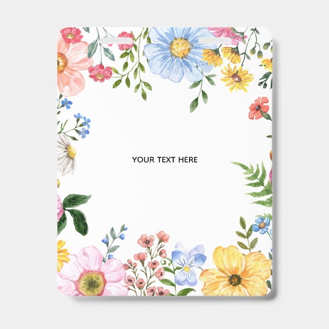 Create Your Own floral Badge ID Badge (Front)
