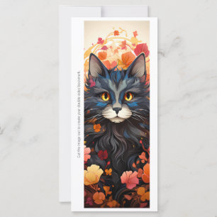 Create Your Own Floral Black Cat Bookmark Card