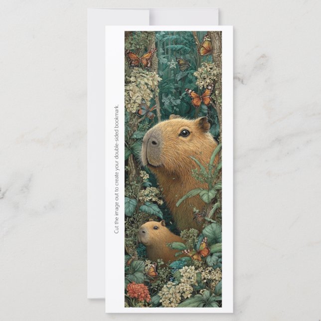 Create Your Own Floral Capybaras Bookmark Card (Front)