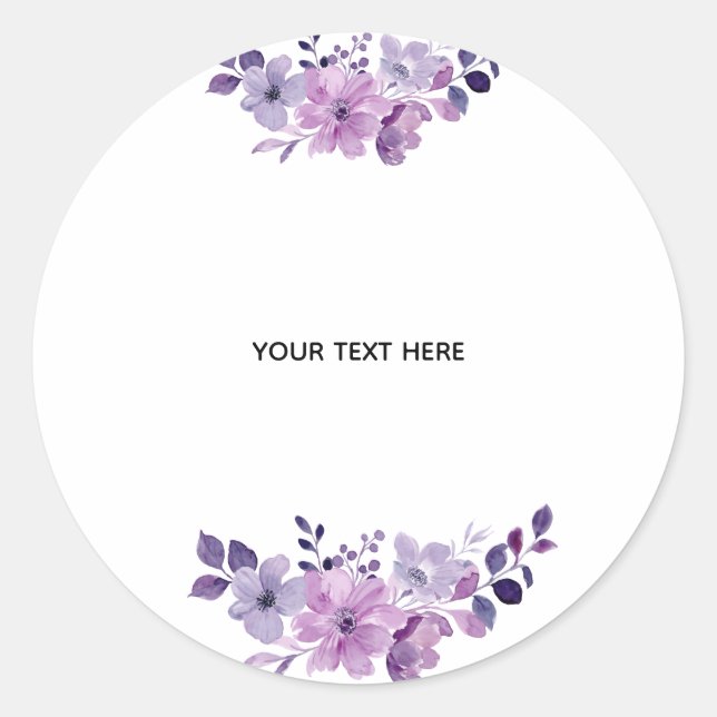 Create Your Own Floral Classic Round Sticker (Front)