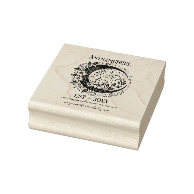 Create Your Own Floral Crescent Moon Goddess Rubber Stamp (Stamp)