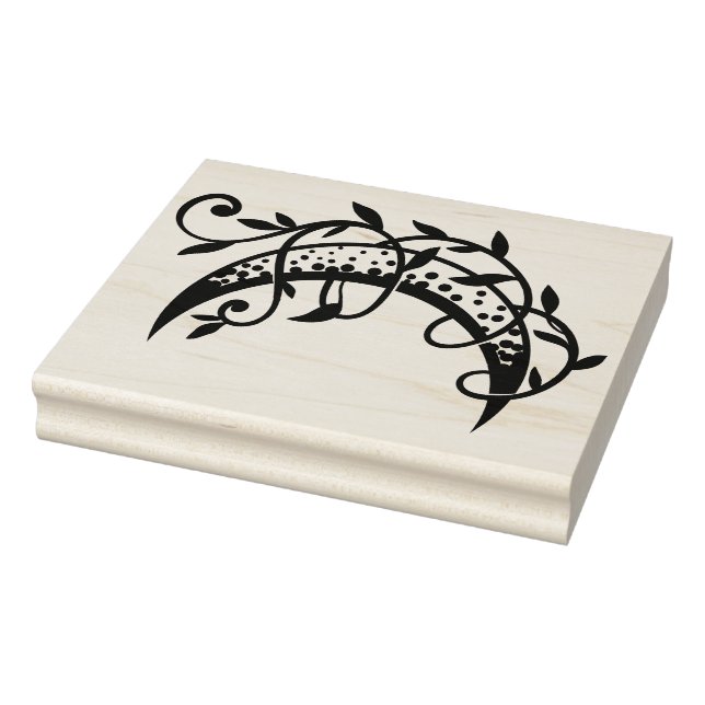 Create Your Own Floral Crescent Moon Ivy Vine Rubber Stamp (Stamp)