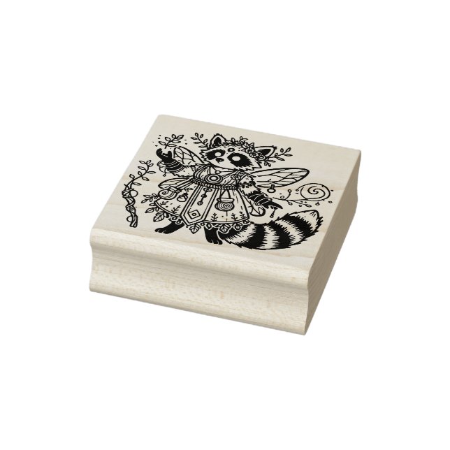 Create Your Own Floral Fairy Racoon Rubber Stamp (Stamp)