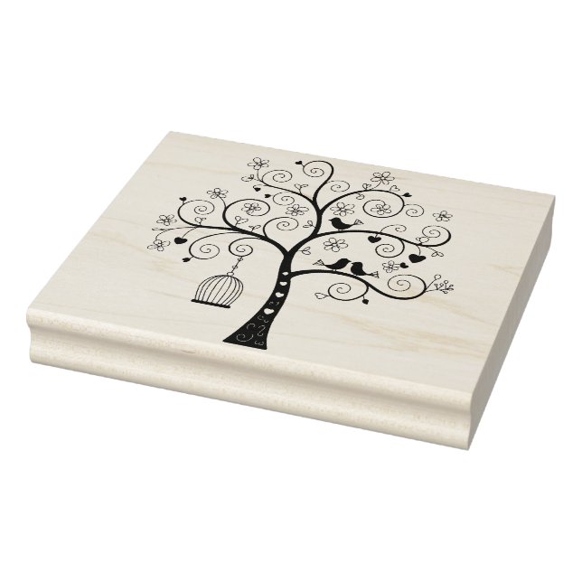 Create Your Own Floral Filigree Tree Love Birds Rubber Stamp (Stamp)
