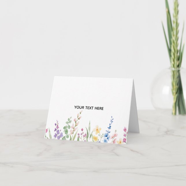 Create Your Own Floral Folded Thank You Card (Front)