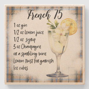 Create Your Own Floral French 75 Cocktail Recipe Stone Coaster
