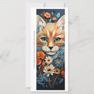 Create Your Own Floral Ginger Cat Bookmark Card