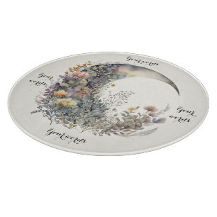 Create Your Own Floral Iridescent Crescent Moon Cutting Board