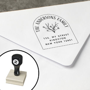 Create Your Own Floral Leaf Family Name Rubber Stamp