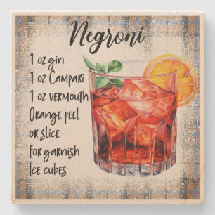 Create Your Own Floral Negroni Cocktail Recipe Stone Coaster