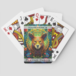 Create Your Own Floral Pronghorn Deer Playing Cards