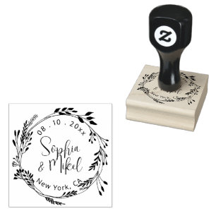 Create Your Own Floral Round SaveThe Date Wedding  Rubber Stamp